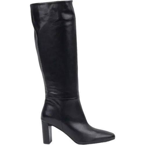Leather Boots with Side Zip and 70mm Heel , female, Sizes: 7 UK, 4 UK, 8 UK - Albano - Modalova