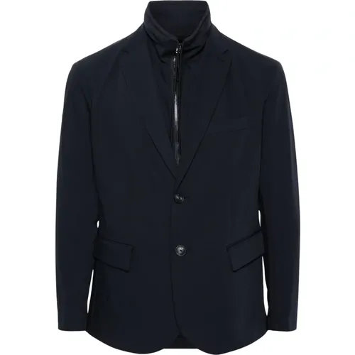 Stretch Jacket with Zip and Buttons , male, Sizes: L, XL - Emporio Armani - Modalova