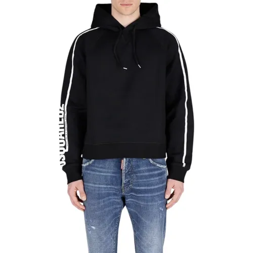 Logo Print Cotton Hoodie Sweatshirt , Herren, Größe: M - Dsquared2 - Modalova