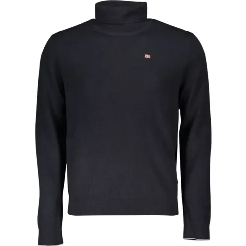 Schwarzer bestickter Rollkragenpullover , Herren, Größe: XL - Napapijri - Modalova