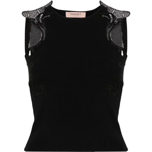 Lace Detail Sleeveless Top , female, Sizes: S, M, L, XS - Twinset - Modalova