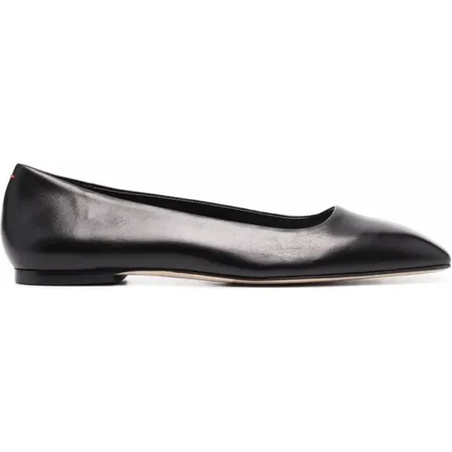 Schwarze Nappa Leder Flache Schuhe mit Eckiger Spitze , Damen, Größe: 37 EU - aeyde - Modalova