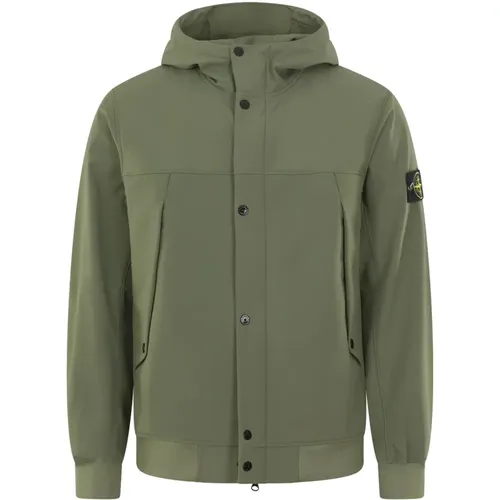 Logo-Patch Hooded Jacket , male, Sizes: L - Stone Island - Modalova