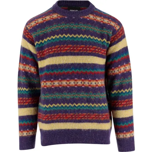 Geometrischer Wollpullover Lavendel Muster , Herren, Größe: S - Howlin' - Modalova