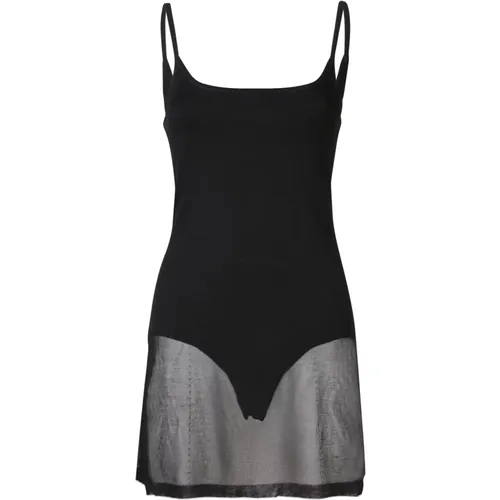 Schwarzes ärmelloses Kleid mit Grauem Detail , Damen, Größe: 2XS - Jacquemus - Modalova