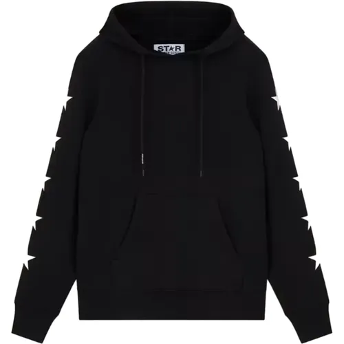 Schwarzer Hoodie mit weißen Sternen , Herren, Größe: L - Golden Goose - Modalova