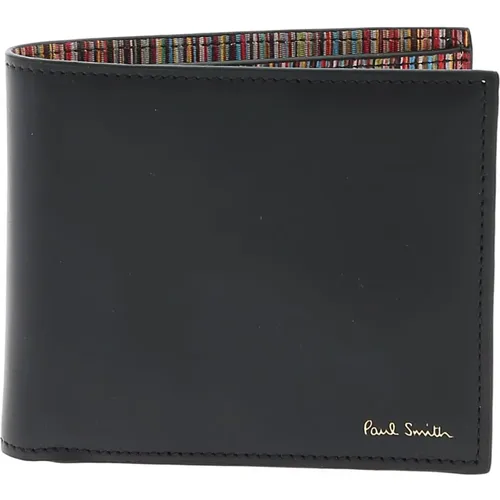 Leather Wallet with Logo, 8 Card Slots , male, Sizes: ONE SIZE - PS By Paul Smith - Modalova
