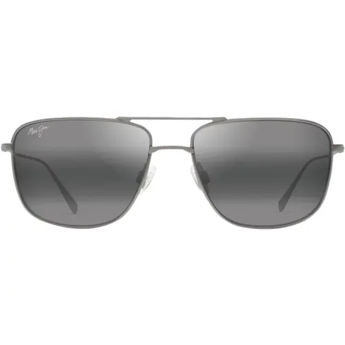 Unisex Square Sunglasses with Grey Matte Titanium Frame , unisex, Sizes: 54 MM - Maui Jim - Modalova