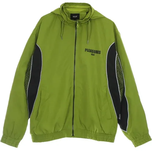 Grüne Track Jacket mit reflektierenden Details , Herren, Größe: L - HUF - Modalova