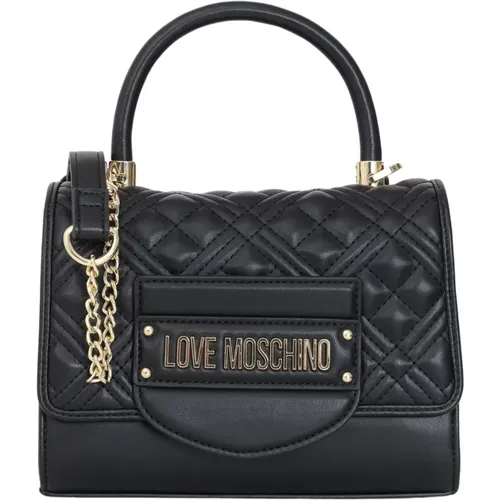 Gepolsterte Handtasche mit goldenen Metallbuchstaben - Love Moschino - Modalova
