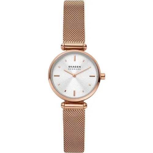 Amberline Rose-Tone Steel Mesh Watch , female, Sizes: ONE SIZE - skagen - Modalova