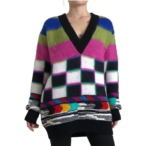 Stripes V-neck Sweater , female, Sizes: 2XS - Dolce & Gabbana - Modalova