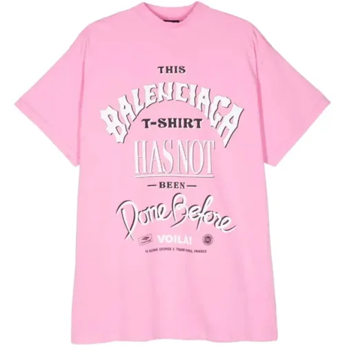 Flamingo Text Print T-shirt , Damen, Größe: S - Balenciaga - Modalova