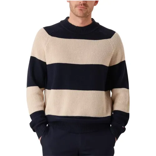 Beiger Gestreifter Rugby Cneck Pullover , Herren, Größe: S - Tommy Hilfiger - Modalova