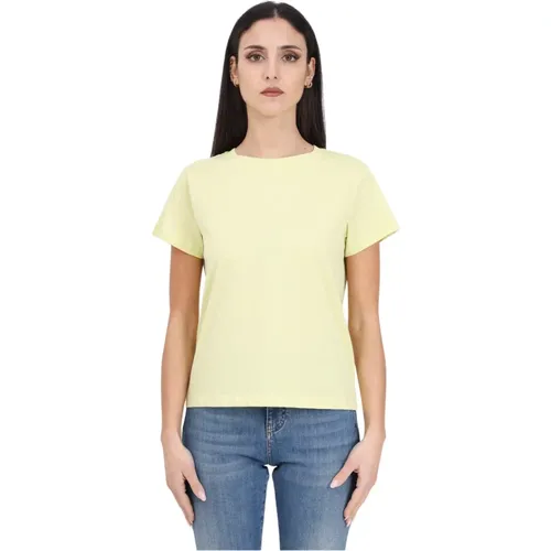 Gelbes Chicory Indivia Kurzarm T-Shirt , Damen, Größe: M - pinko - Modalova