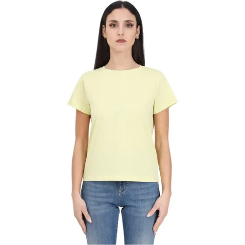 Gelbes Chicory Indivia Kurzarm T-Shirt , Damen, Größe: S - pinko - Modalova