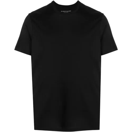 Schwarze T-Shirts und Polos , Herren, Größe: L - majestic filatures - Modalova
