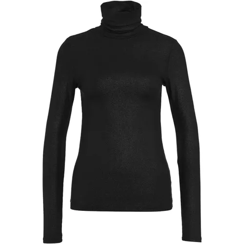 Schwarze T-Shirts & Polos Aw24 , Damen, Größe: L - majestic filatures - Modalova