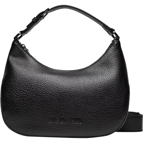 Schwarze Synthetische Handtasche Eco Leder,Schwarze Umhängetasche mit Reißverschluss - Love Moschino - Modalova