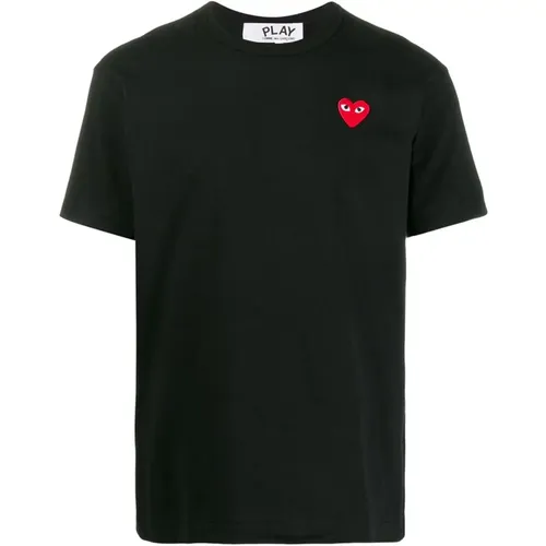 Schwarzes Play T-Shirt mit Logo , Herren, Größe: XL - Comme des Garçons Play - Modalova