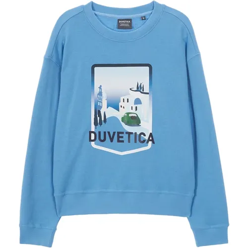 Light Sky Graphic Sweatshirt Aw24 , female, Sizes: S, M - duvetica - Modalova