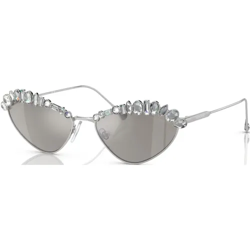Silberne Sonnenbrille für den täglichen Gebrauch , Damen, Größe: 55 MM - Swarovski - Modalova