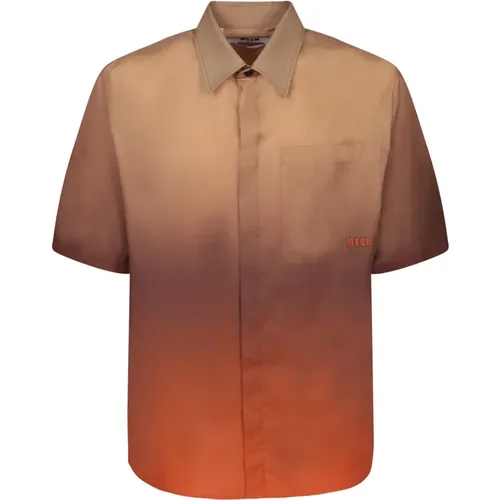 Beige Shirt Short Sleeve Casual Style , male, Sizes: M, L - Msgm - Modalova