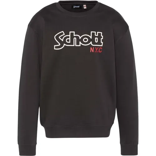 Ikonic Fleece Sweatshirt - Grau , Herren, Größe: 2XL - Schott NYC - Modalova