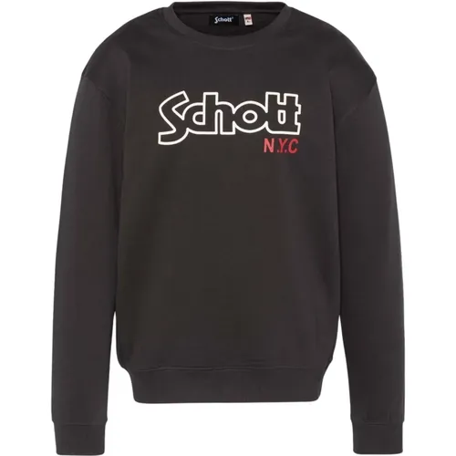 Ikonic Fleece Sweatshirt - Grau , Herren, Größe: S - Schott NYC - Modalova