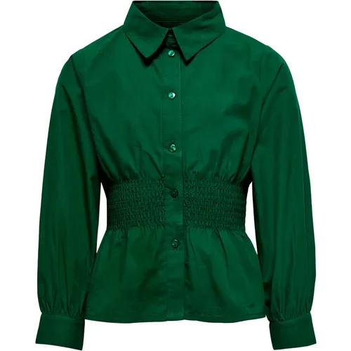 Grüne Bluse mit Knöpfen und Smock-Detail - Only - Modalova