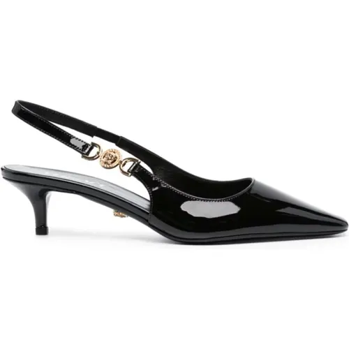 Slingback Patent Heels , female, Sizes: 5 UK, 3 1/2 UK, 7 UK, 4 1/2 UK, 4 UK, 5 1/2 UK - Versace - Modalova