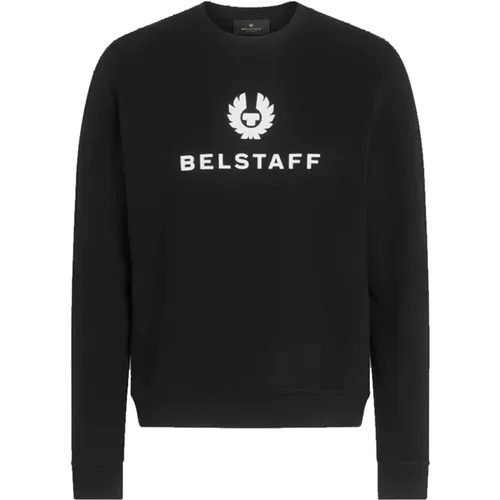 Signature Crewneck Sweatshirt in Schwarz , Herren, Größe: L - Belstaff - Modalova