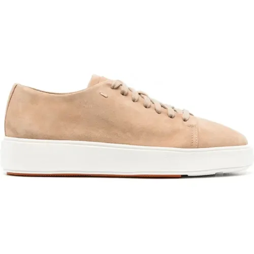 Leather Sneakers with Debossed Logo , female, Sizes: 6 UK - Santoni - Modalova