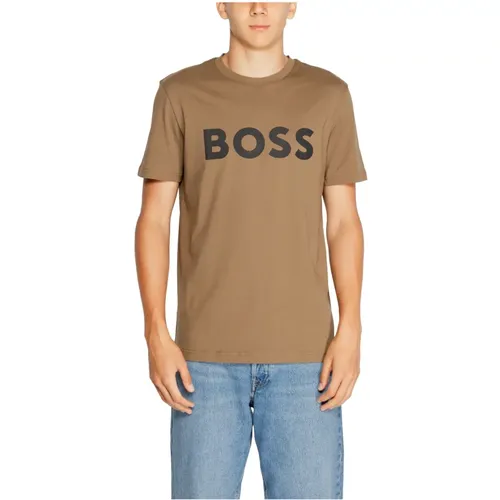 Bedrucktes Baumwoll-T-Shirt mit Rundhalsausschnitt - Boss - Modalova