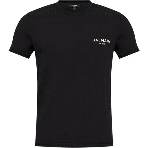 Stretch Slim Fit Logo T-Shirt , male, Sizes: L - Balmain - Modalova