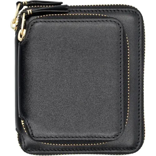 Schwarzes Leder Reißverschluss-Portemonnaie mit Mehreren Taschen - Comme des Garçons - Modalova