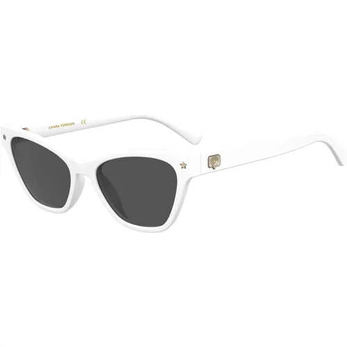 Weiße/Graue Sonnenbrille CF 1020/S , Damen, Größe: 52 MM - Chiara Ferragni Collection - Modalova
