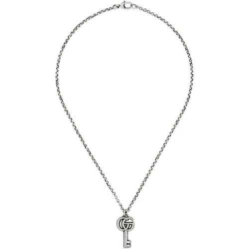 Double G Key Necklace - Sterling Silver , female, Sizes: ONE SIZE - Gucci - Modalova