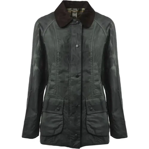 Grüne gewachste Jacke mit klassischem Stil , Damen, Größe: 2XS - Barbour - Modalova