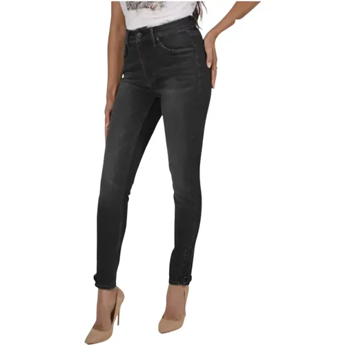 Schwarze Slim-fit Jeans mit Schönen Details , Damen, Größe: 2XL - Frank Lyman - Modalova