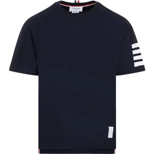 Marineblau Kurzarm T-shirt , Herren, Größe: XL - Thom Browne - Modalova