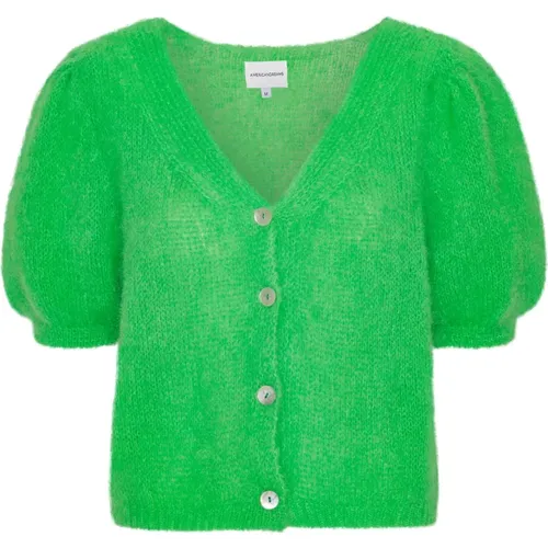 Hellgrüner V-Ausschnitt Cardigan , Damen, Größe: M - American Dreams - Modalova