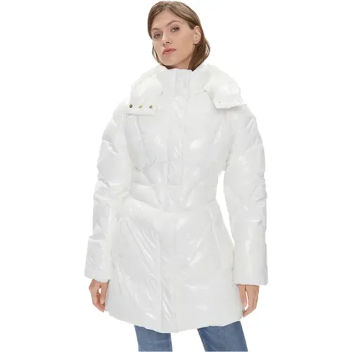 Lange Gepolsterte Crystal Nylon Jacke , Damen, Größe: S - pinko - Modalova