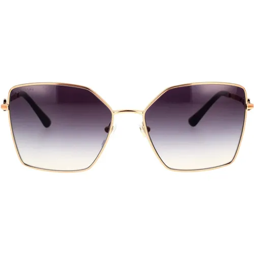 Irregular Shape Rose Gold Sunglasses with Gray Gradient Lenses , female, Sizes: 56 MM - Bvlgari - Modalova