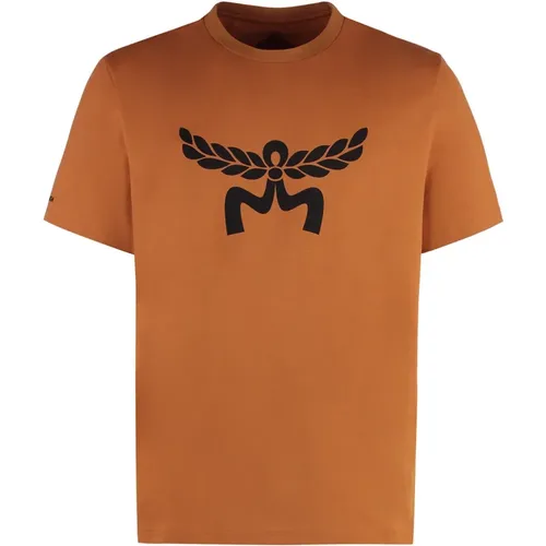 Bio-Baumwoll-Crew-Neck T-Shirt , Herren, Größe: M - MCM - Modalova