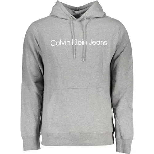 Hooded Cotton Sweatshirt with Logo Print , male, Sizes: S, XL, M, L, 2XL - Calvin Klein - Modalova