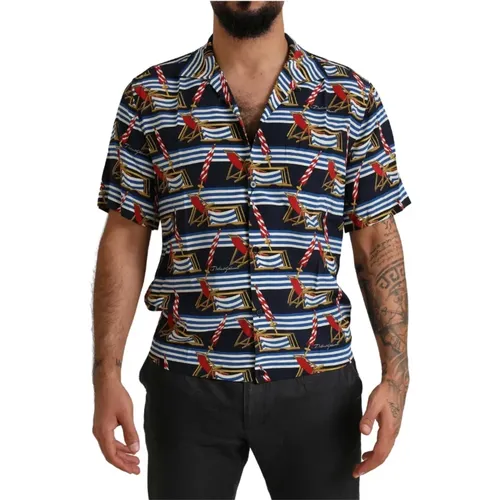 Silk Beach Shirt , male, Sizes: M, XS - Dolce & Gabbana - Modalova