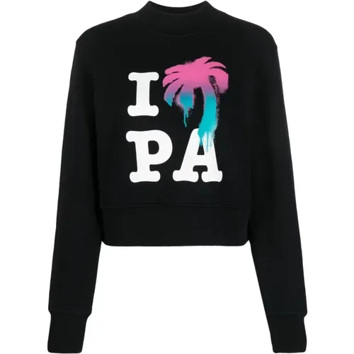 Black Logo Print Sweater , female, Sizes: XS - Palm Angels - Modalova
