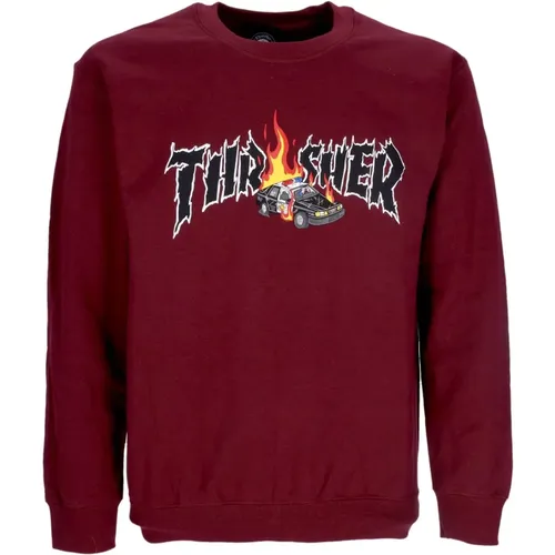 Maroon Crewneck Sweatshirt mit individuellem Druck , unisex, Größe: XL - Thrasher - Modalova