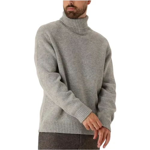 Grauer Strickrollkragenpullover , Herren, Größe: XL - Selected Homme - Modalova